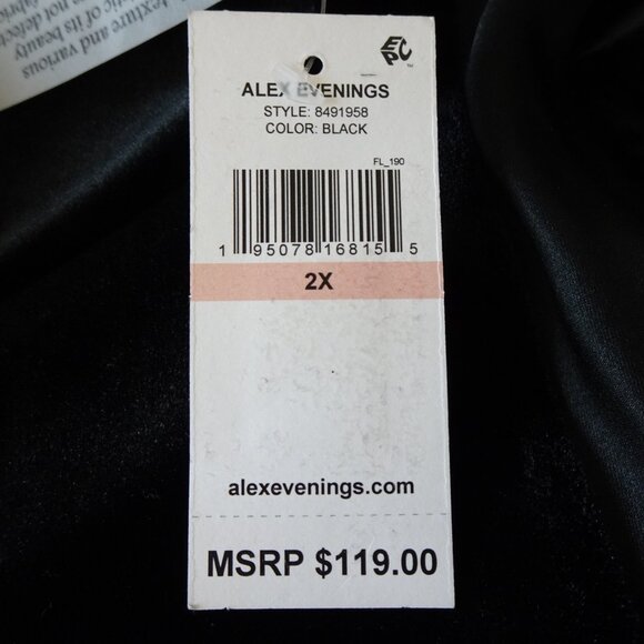 Alex Evenings Velvet Pants Women's Plus Size 2X Black Tuxedo Stripe Straight Leg - Picture 9 of 10